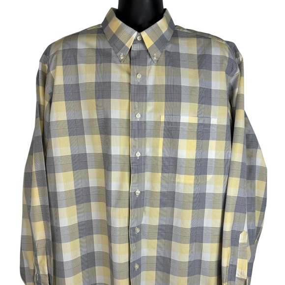 Jos A Bank Traveler's Collection Button Up Shirt Men's XL Long Sleeve Gray Plaid - Picture 7 of 16